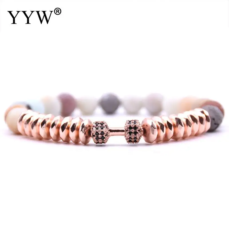 Модные Стиль эластичная нить штангой Форма Амазонит браслет с микро проложить