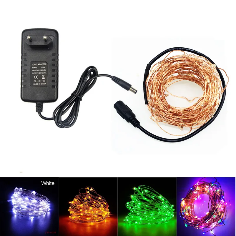 10m 20M LED DC12V Micro Rice Wire Copper Fairy String Lights Party DC female connector +12V Led power supply | Лампы и освещение