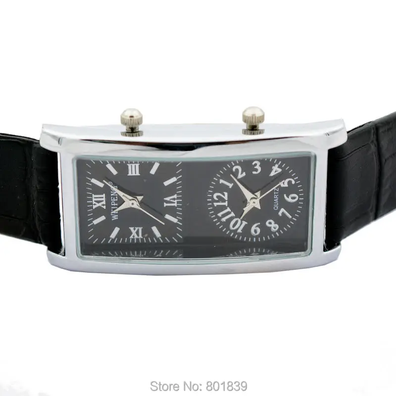 Новые женские наручные часы с двумя часовыми поясами кварцевые черные из