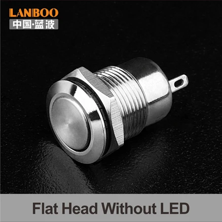 12B2 Flat Head 12 мм/16 мм/19 мм Фиксация или мгновенный переключатель SPST ВКЛ-ВЫКЛ кнопочный переключатель без лампы - Цвет: 12B2 Flat Head