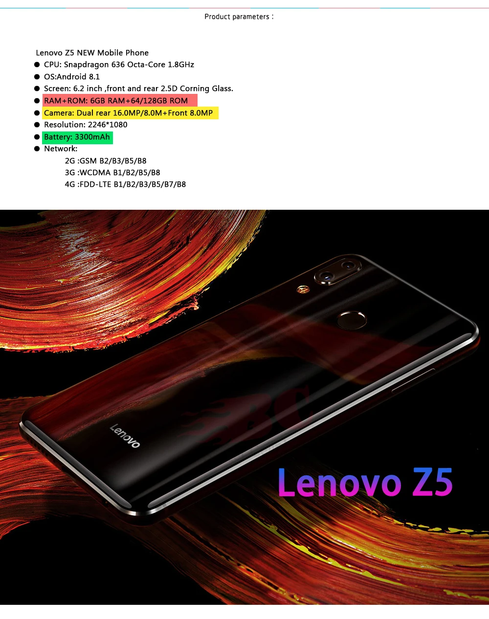 lenovo Z5 L78011 6 ГБ 64 Гб/128 ГБ Восьмиядерный AI двойная камера 2.5D экран Snapdragon 636 4G FDD LTE 6," FHD+ 2246x1080