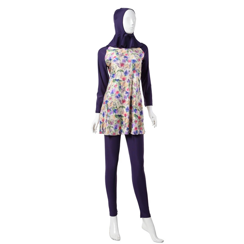 Женский мусульманский купальный костюм с цветочным принтом большого размера S-XXXL