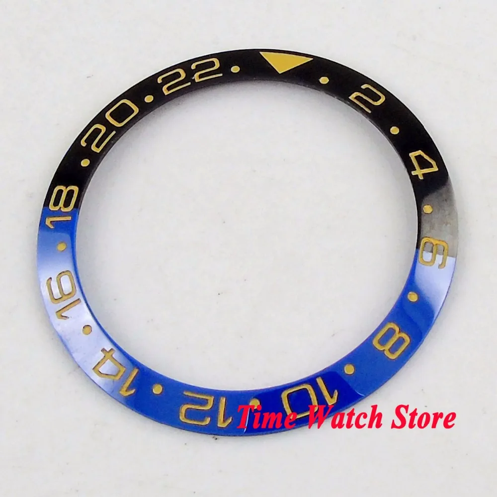 

Solid 38mm black blue yellow marks ceramic bezel bezel insert fit for 40mm SUB GMT men's watch B53
