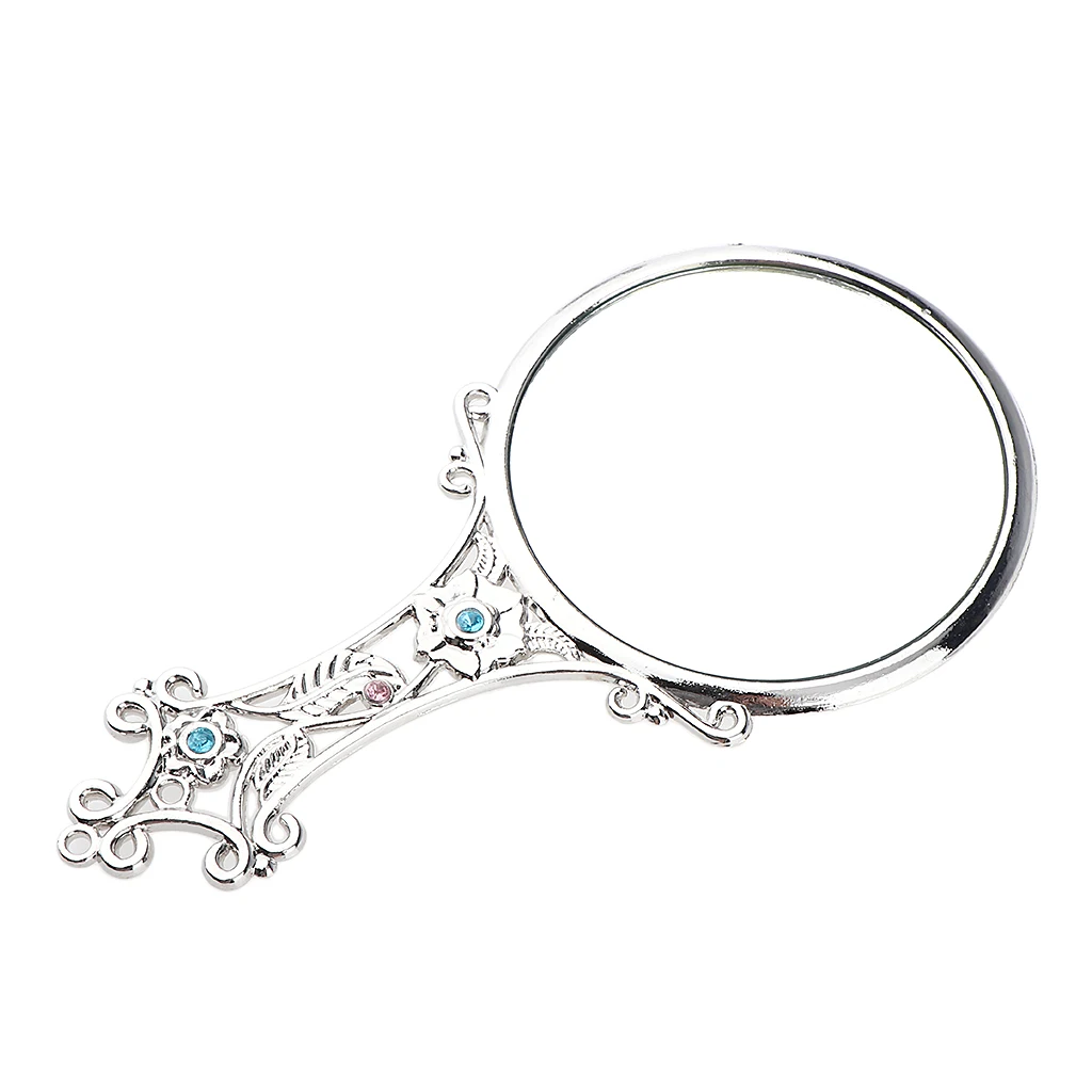 Silver Косметическое винтажное зеркало для макияжа, антикварное ручное туалетное столик компактные зеркала-для салона/розничной торговли/личного использования элегантные - Цвет: Silver