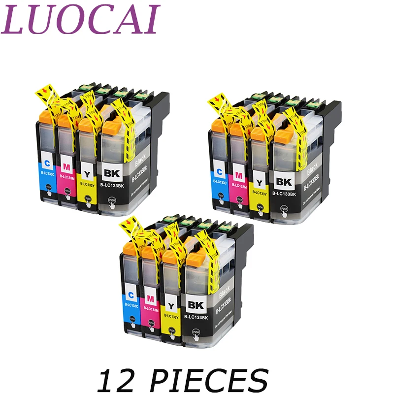 12 шт. LC133 LuoCai совместимые чернильные картриджи для Brother MFC-J245 J470DW J475DW J650DW J870DW J4410DW