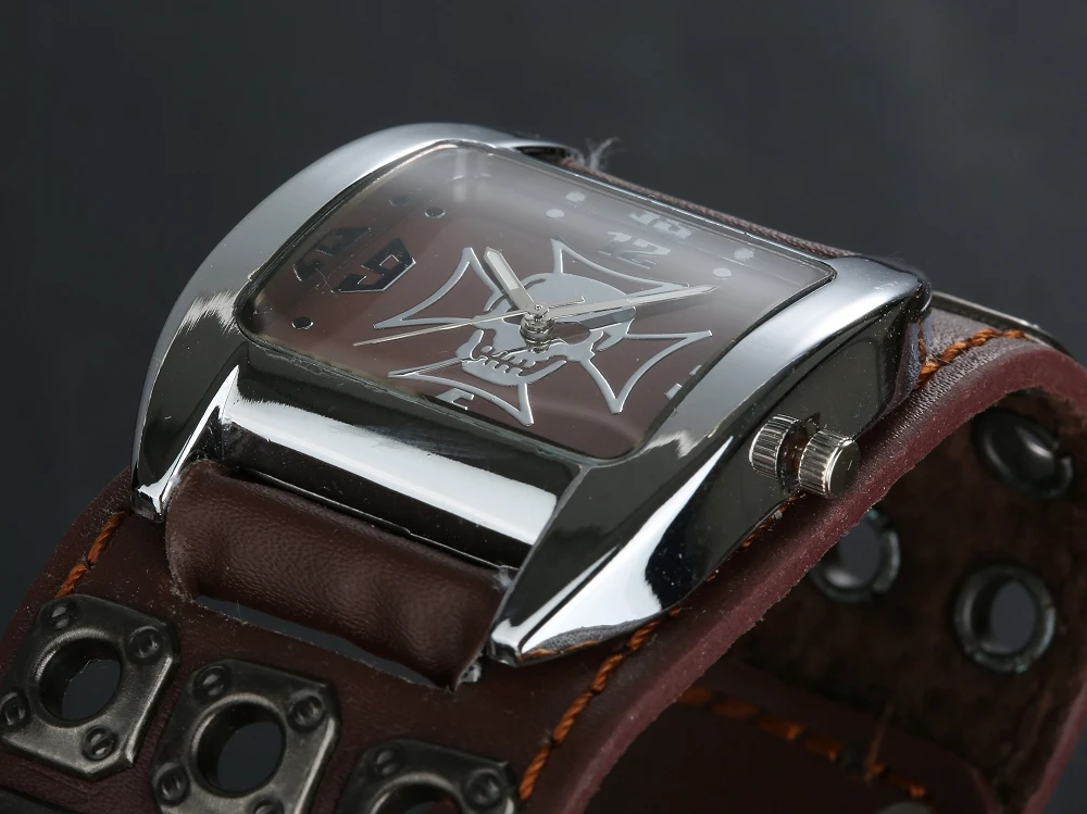 Часы наручные мужские кварцевые в стиле панк модные с металлическим ремешком