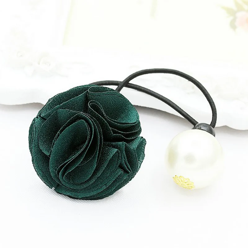 Женские резинки для волос с цветком розы и искусственным жемчугом эластичная