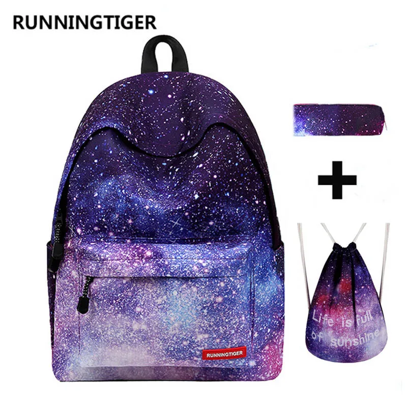 2018 женский рюкзак с принтом школьный кулиской пенал 3 шт. в комплекте школьные