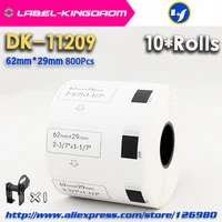 10 refill rolls compatible dk 11209 label 62mm29mm 800pcs compatible for brother label printer white paper dk11209 dk 1209