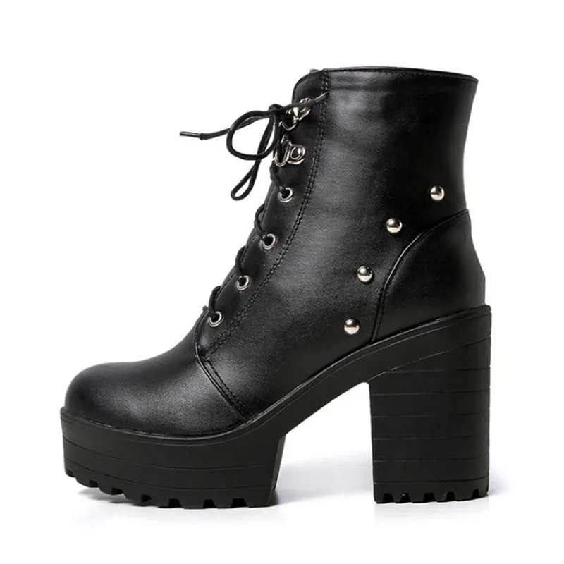 Женские ботильоны CoolCept из искусственной кожи на толстой подошве мотоциклетные