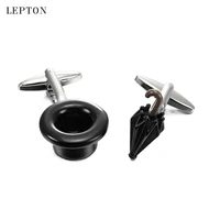 fashion black umbrella hat cufflinks for mens lepton england gentleman hat design cufflinks men shirt cuffs cuff links gemelos
