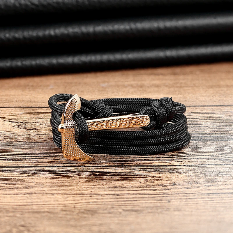 

LIVVY 2018 new alloy axe bracelet multi-layer leather elevator men and women bracelet friendship bracelet high quality AS347