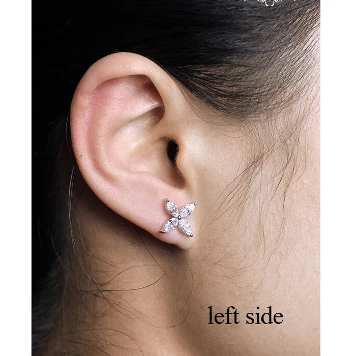 Женские ассиметричные серьги-манжеты с кубическим цирконием высококачественные