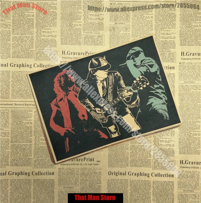 ВИНТАЖНЫЙ ПЛАКАТ ACDC крафт ретро старый рок-н-ролл Старый плакат евро и американская музыкальная команда звезда Ретро плакат