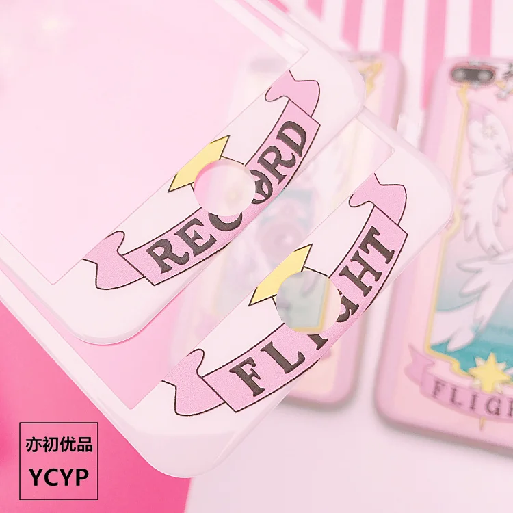 Card Captor Сакура чехол для iPhone 7/8 плюс мягкий силиконовый X 8 7 6 6s и закаленное стекло