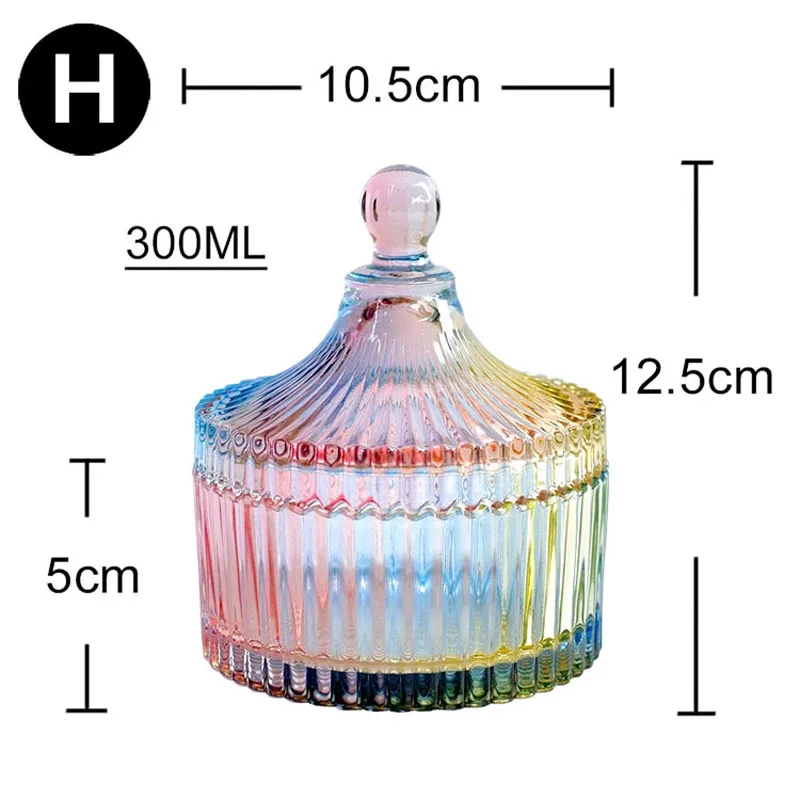H Europe style colorful Glass bottles dust-proof lid storage dessert candy jars tea caddy vase Sugar Pot wedding home Decoration - Цвет: H
