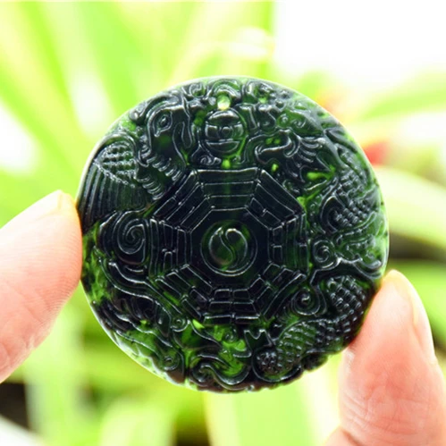 Прямая доставка ювелирные изделия камень черный зеленый нефрит резной дракон