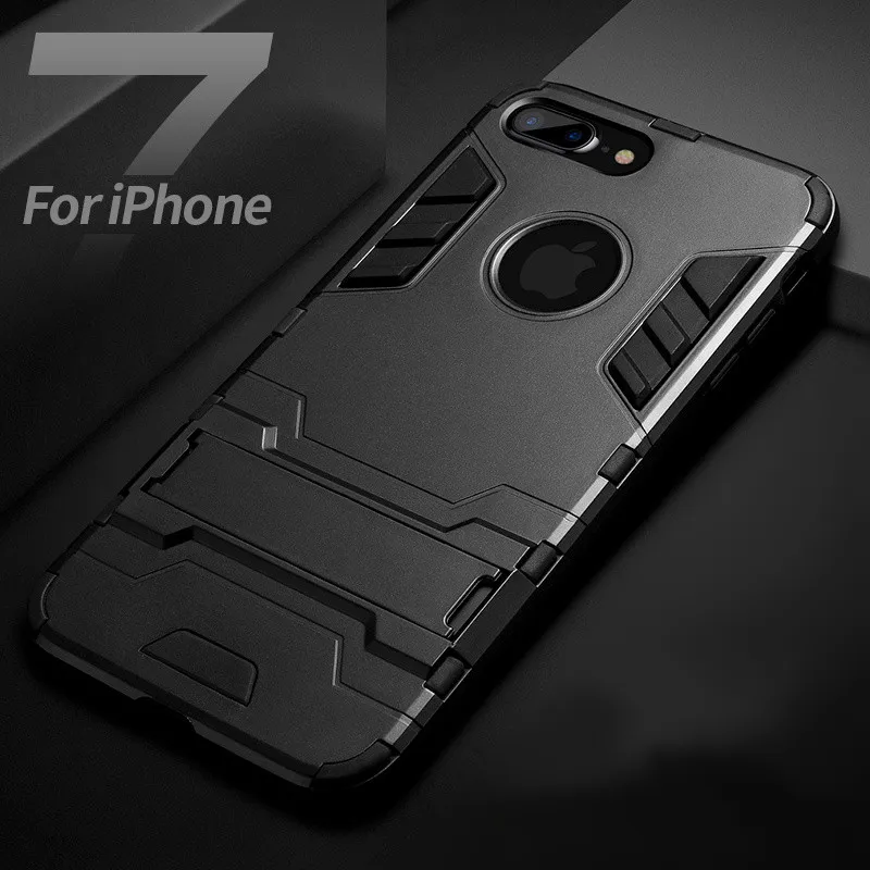 Гибридный резиновый армированный Жесткий ПК + ТПУ чехол для телефона iPhone 7 Plus 6 6s 5 S