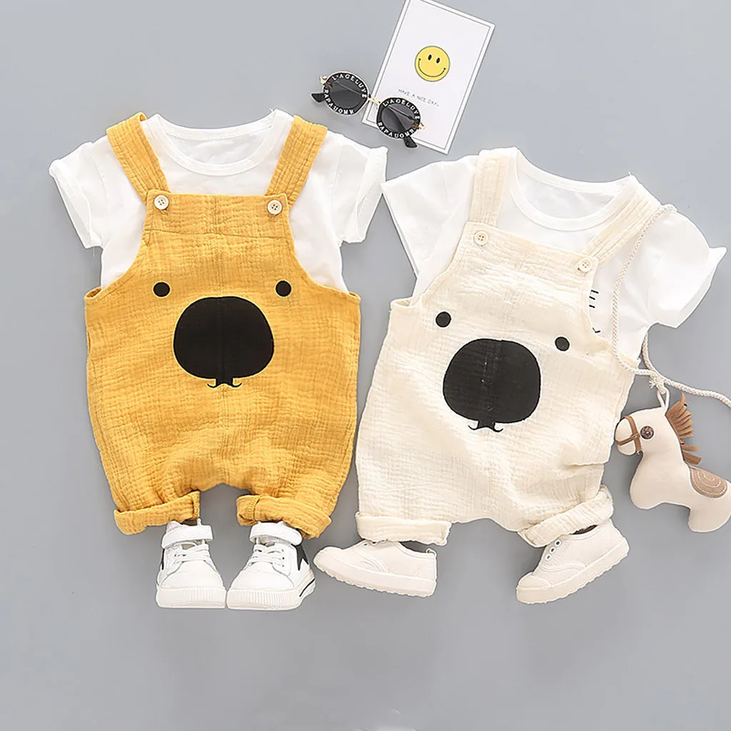 Детские топы с рисунком для маленьких мальчиков футболка комбинезон штаны 2