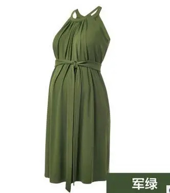 DR214 European and American maternity dress summer sleeveless hanging neck skirt fashion hot mom long coat | Мать и ребенок
