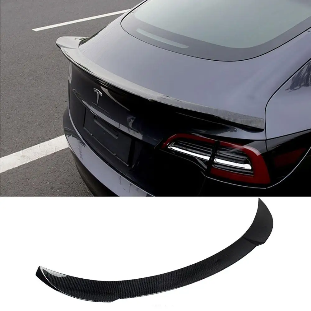 

carbon fiber model 3 rear truck Spoiler Boot Lip Wings Sticker for tesla model 3 2016-2019