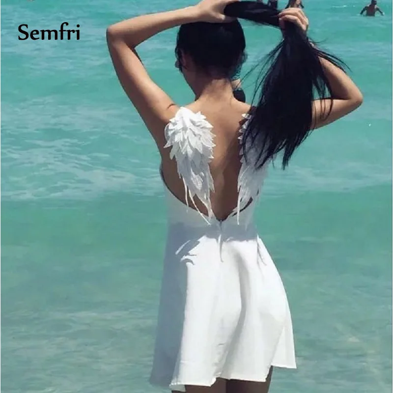 Semfri Angel Wings платье с открытой спиной женское летнее без бретелек Вечерние мини