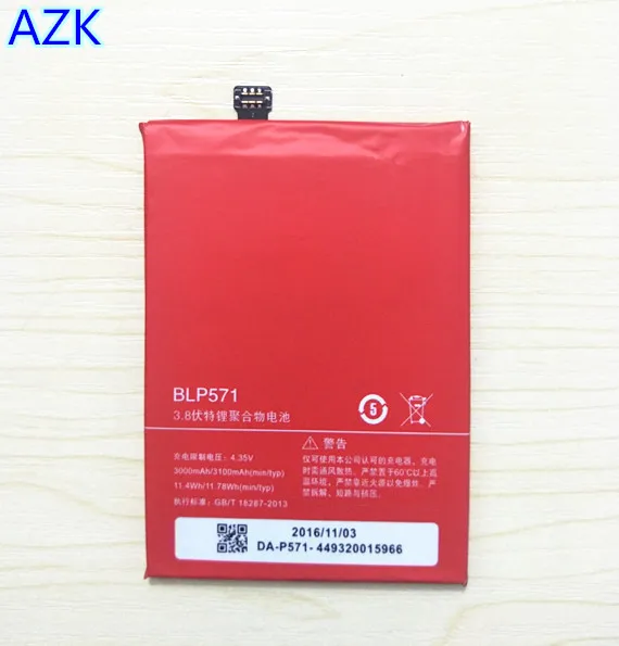 Аккумулятор AZK для телефона BLP571 3000/3100 мАч OnePlus One 1 + A0001 Высококачественная сменная