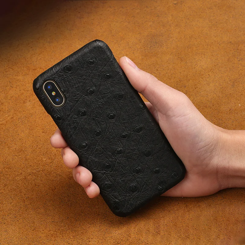 Роскошный чехол из натуральной кожи для iPhone 11 Pro X страуса задняя крышка 6 6S 7 8 Plus SE 5