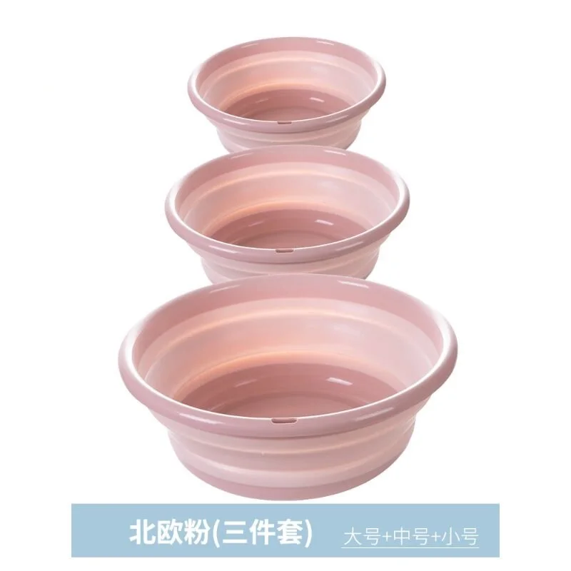 3pcs-Pink 3 шт Открытый складной умывальник складной контейнер ведро Портативный умывальник складной силиконовый умывальник инструменты для очистки на открытом воздухе - Цвет: 3pcs-Pink