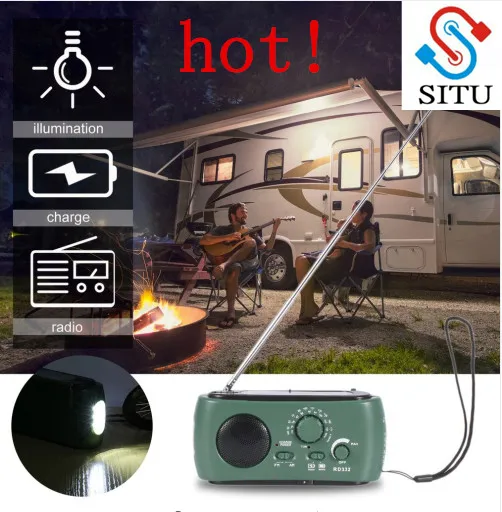 

Multifunctional AM/FM Radio Dynamo Solar Battery Powered Radio With 3-LED Emergency Flashlight with Earphone Jack Free Shipping