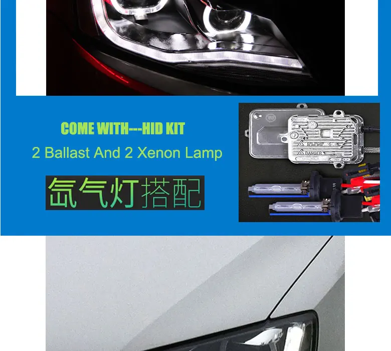 Автомобильный Стайлинг для VW Jetta светодиодный фары 2012- фара в сборке поворотные огни DRL Объектив H7 спрятал bi xenon объектива аксессуары
