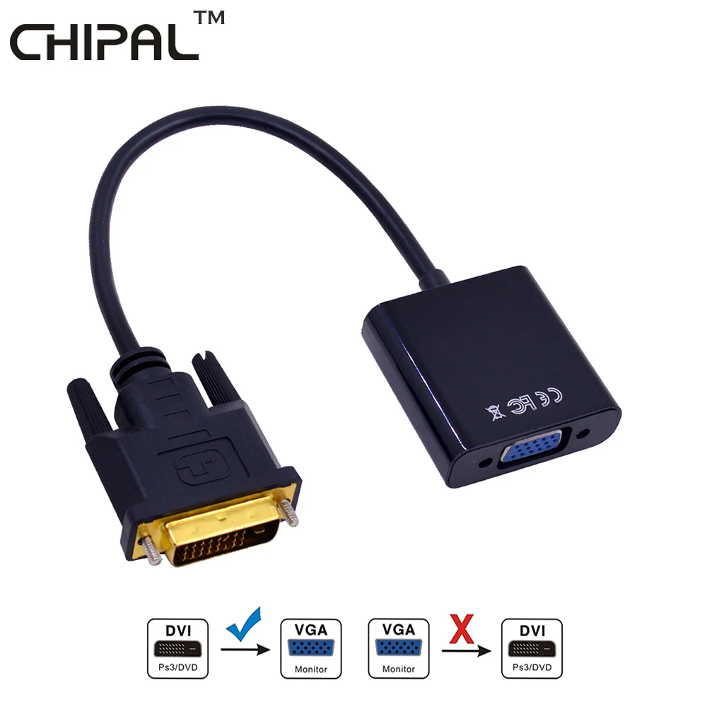 CHIPAL Full HD 1080P 24 + 1 25Pin папа к 15Pin женский DVI D VGA адаптер кабель конвертер для ПК