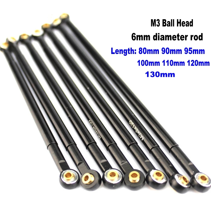 Металлические тяговые тяги 2 шт./лот шестигранные шаровые с шайбой D6XM3XL80mm ~ 130mm для