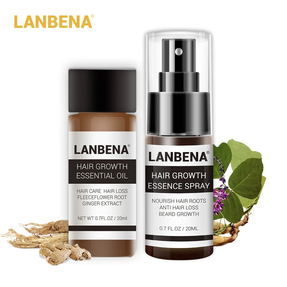 Быстрый мощный спрей для волос LANBENA + эссенция роста препятствующий облысению