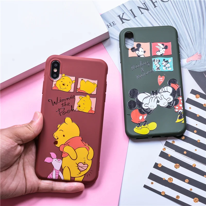2018 Микки и Минни Маус для iPhone X Case резины с Винни-пухом м/ф Винни-Пуха чехол Xs Max Xr