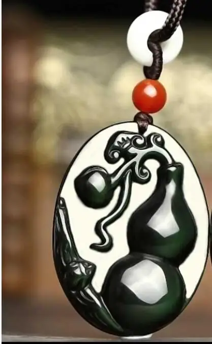 WAN ювелирное ожерелье blessing Lu Zeng Qing gourd Защита тела защищает кулон из черного камня