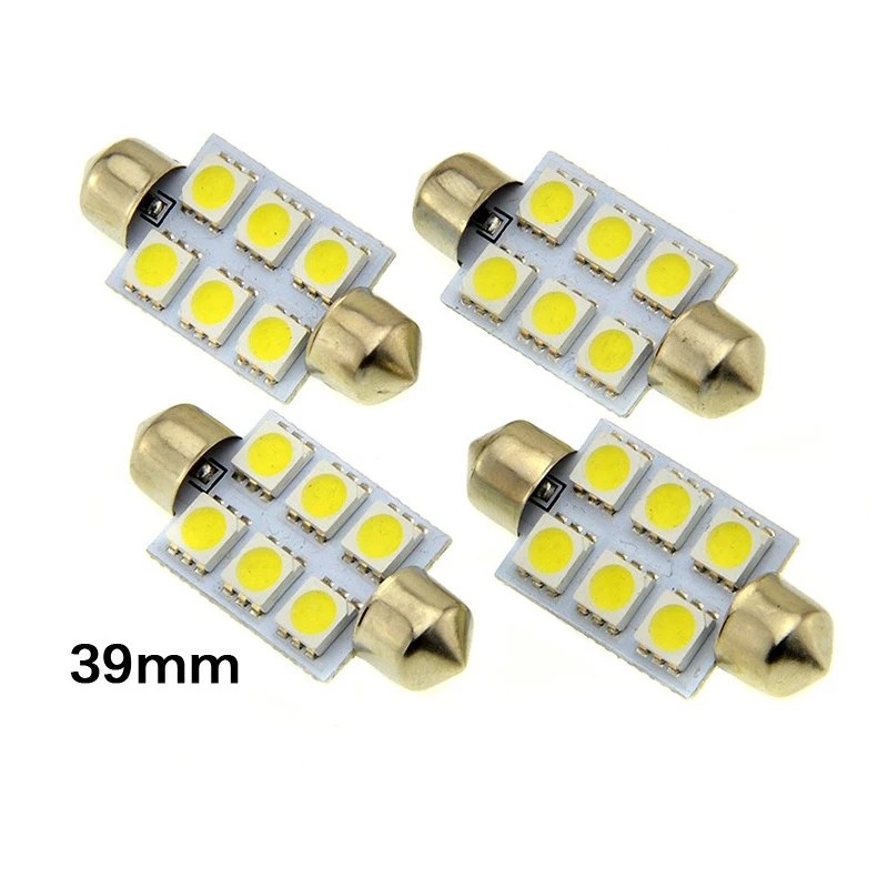 4х супер белая 31/36/39/42 мм гирлянда 5050 SMD 6 светодиодов C5W автомобисветодиодный