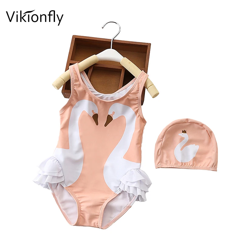 Детский раздельный купальник Vikionfly для девочек цельный купальный костюм с