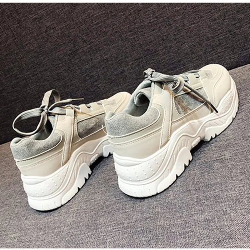 MCCKLE Shoes Women Sneakers Platform Lace Up Mixed Color Ladies Suede Flat Fashion Vulcanized Casual Comfort Footwear Autumn