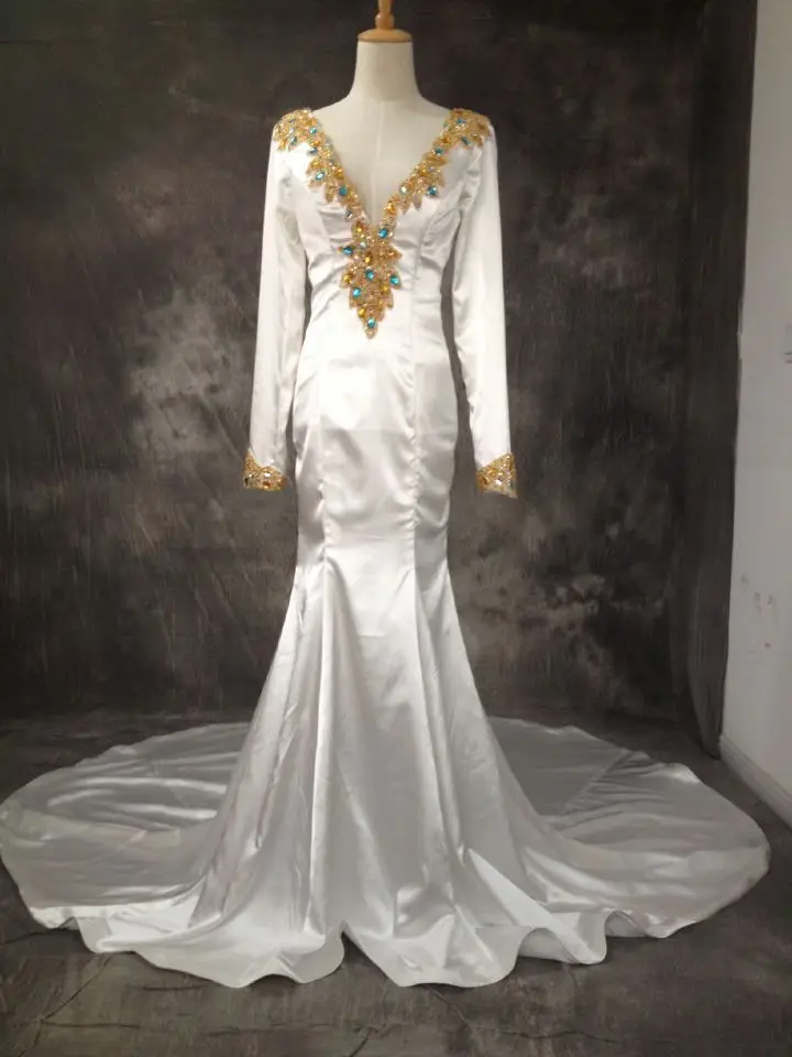 Сексуальные Глубокий v образный вырез золотые бисерные вечерние платья со