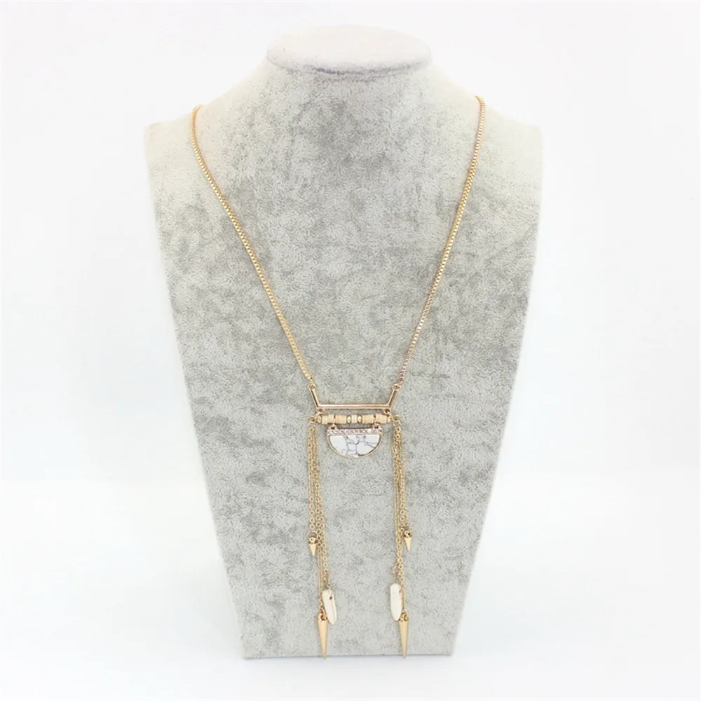 ENZE 2016 free shipping the new fashion Green pine white rivet tassel personality long necklace | Украшения и аксессуары