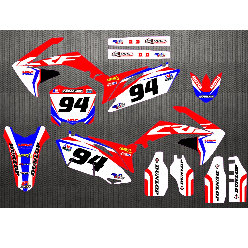 Глянцевый Графический номер на заказ& фоны Наклейка для Honda CRF250R CRF250 2010 2011 2012 2013 CRF 250R CRF 250 R