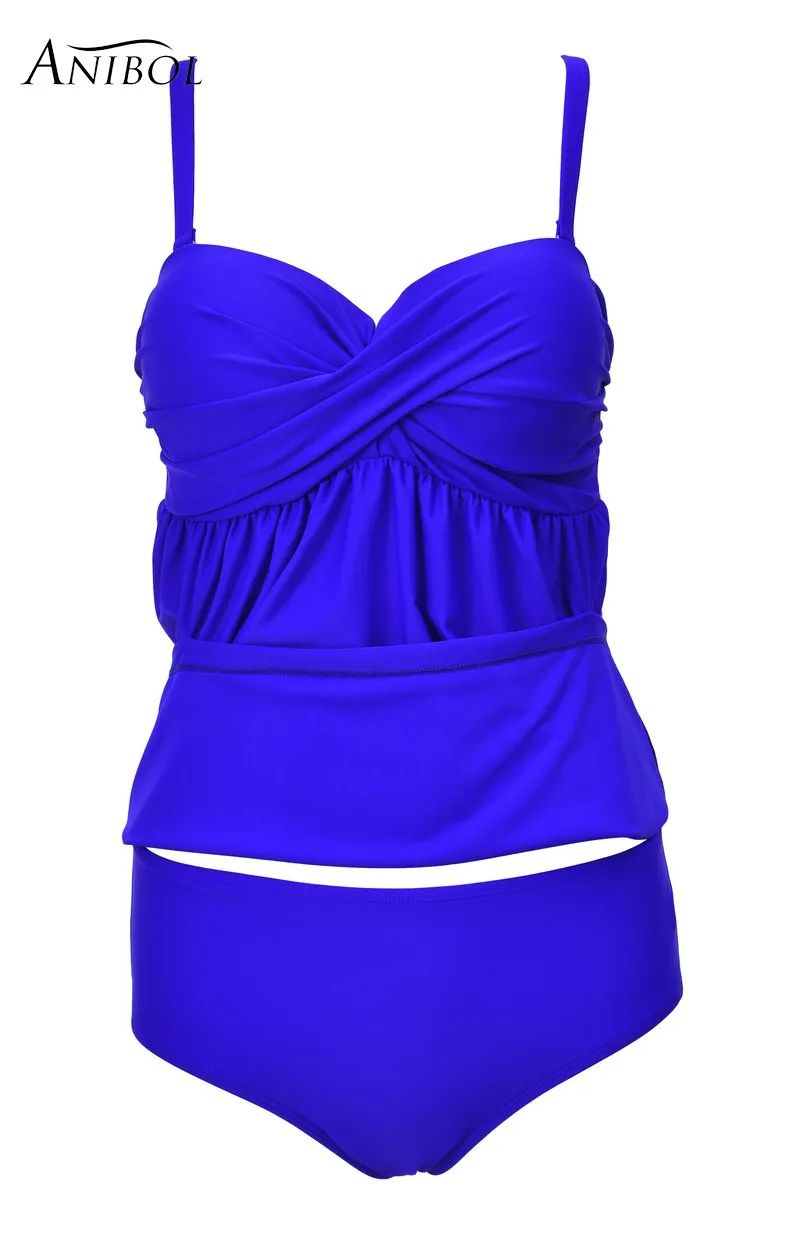 Anibol 2017 Женский Черный винтажный купальник с юбкой бикини плюс размер для полных