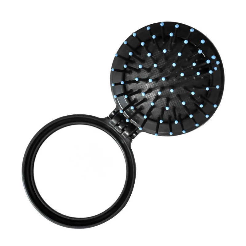 

1 Pcs New Girls Portable Mini Folding Comb Airbag Massage Round Travel Hair brush With Mirror -30