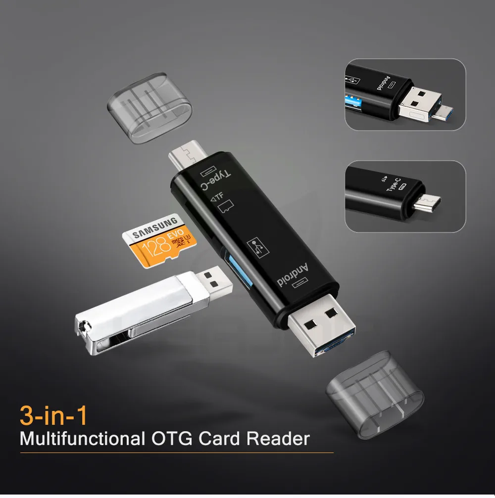 Keajor для OTG Mac USB-C кард-ридер три в одном Micro type-C usb-хаб Поддержка USB2.0 MacBook компьютер Micro USB телефон