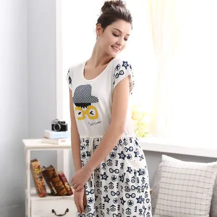 Новое поступление 100% хлопковая Милая Ночная рубашка женская летняя одежда для