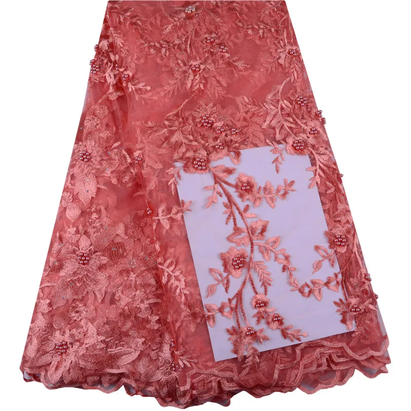 

Самые популярные персиковые африканские тюлевые сетчатые кружева с бисером 2019 оптовая цена, французский сетчатый кружевной ткани для дня р...