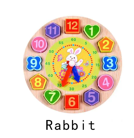 Rabbit Детские деревянные игрушки будильник детская мультяшная модель животных Цифровая струна Монтессори Раннее Образование Развивающие игрушки подарок - Цвет: Rabbit