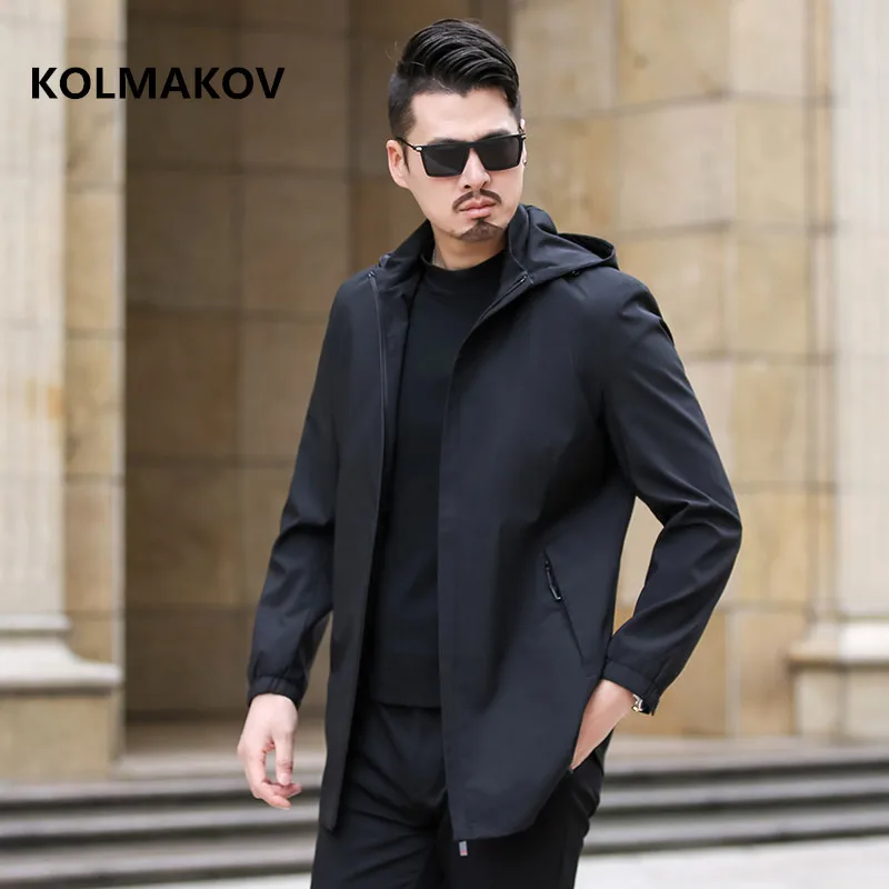 Мужской Модный деловой Тренч повседневная куртка с капюшоном Размеры M до 5XL 6XL 2019