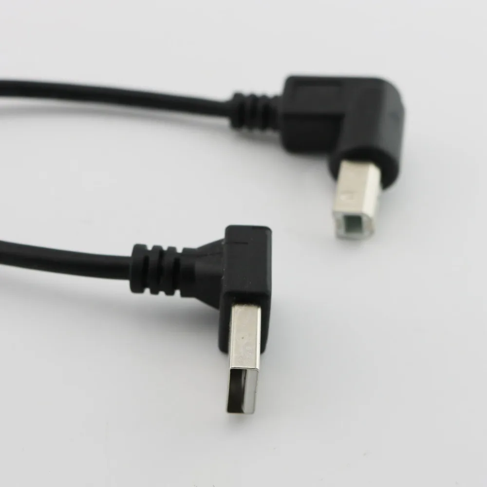 1 шт. до угла USB 2,0 штекер USB 2,0 B Мужской вверх под углом 90 градусов принтер, сканер кабель-адаптер шнур 25 см